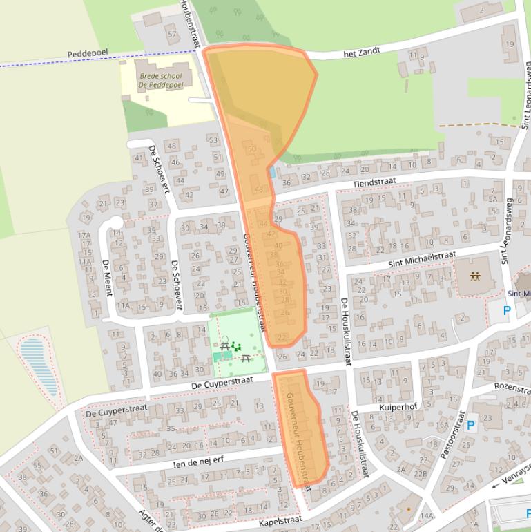 Kaart van postcodegebied 5861CD.