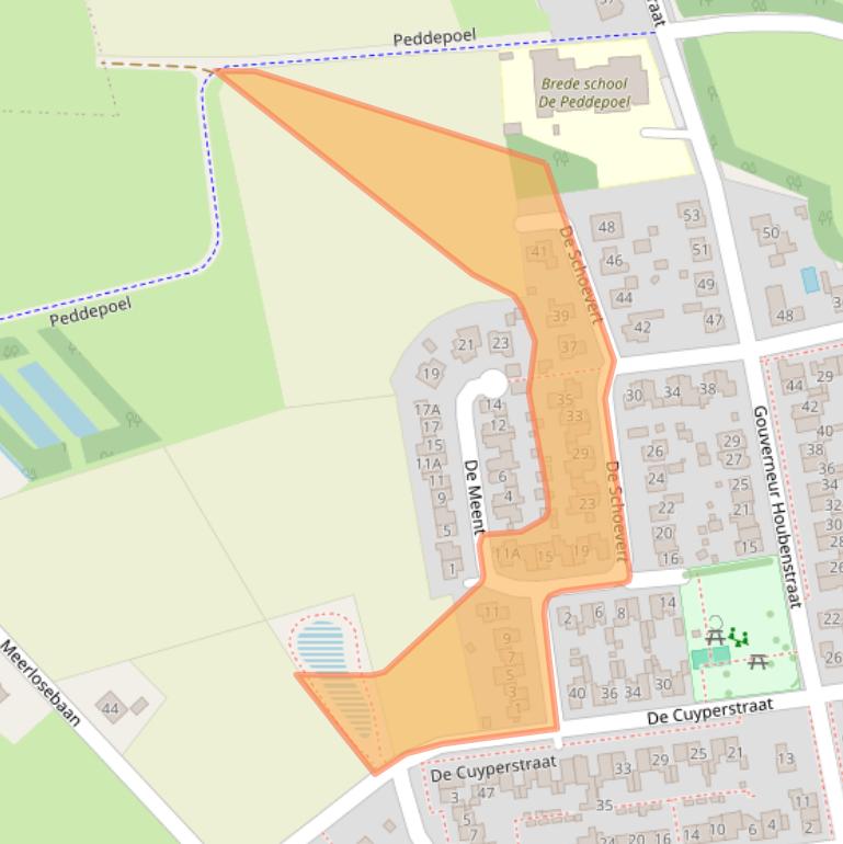 Kaart van postcodegebied 5861DC.