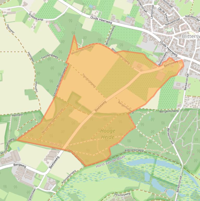 Kaart van postcodegebied 5863AA.