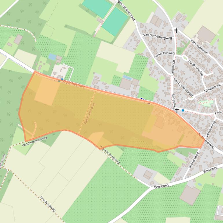 Kaart van postcodegebied 5863AD.