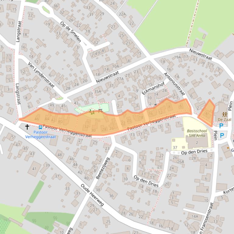 Kaart van postcodegebied 5863BE.