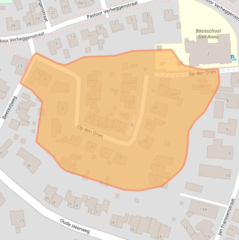 Kaart van postcodegebied 5863BZ.