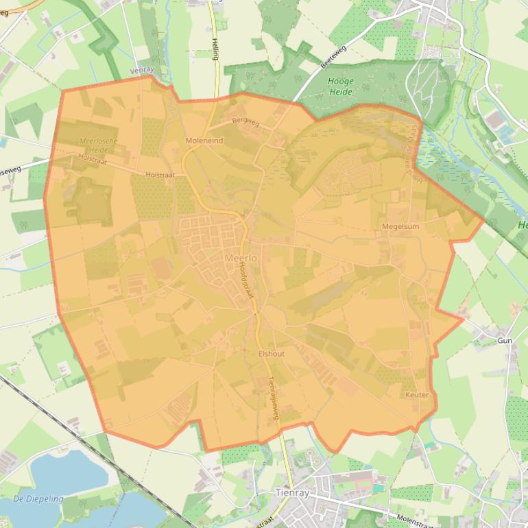 Kaartafbeelding, ingezoomd op postcodegebied 5864.