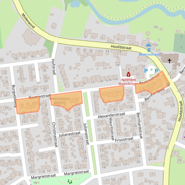 Kaart van postcodegebied 5864AG.