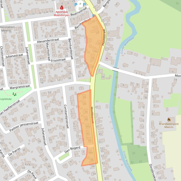 Kaart van postcodegebied 5864BG.