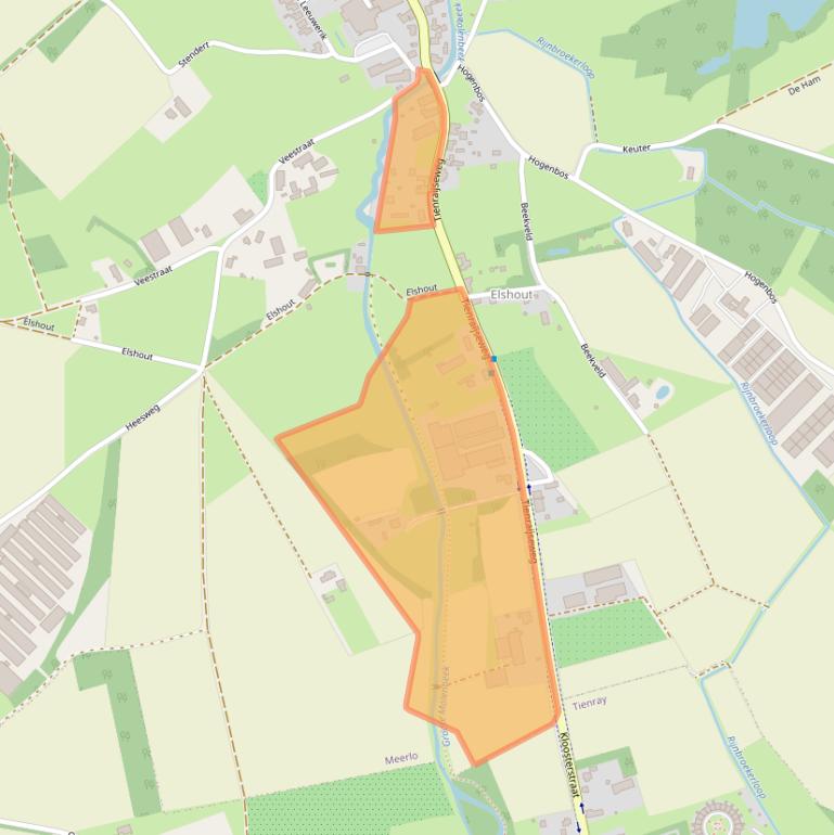 Kaart van postcodegebied 5864CJ.