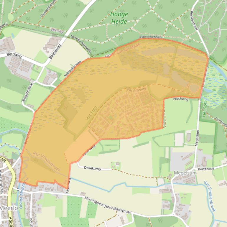 Kaart van postcodegebied 5864CZ.