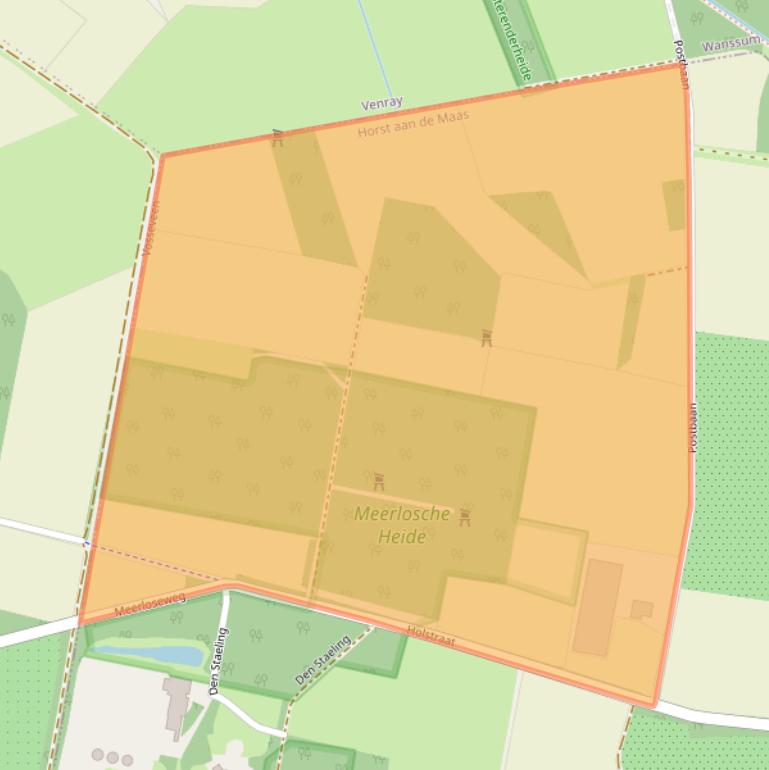 Kaart van postcodegebied 5864DC.