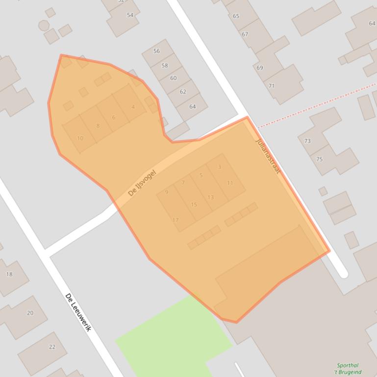 Kaart van postcodegebied 5864DZ.