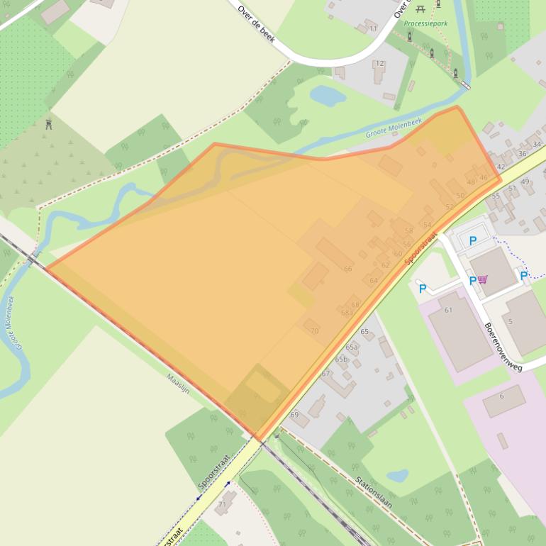 Kaart van postcodegebied 5865AJ.