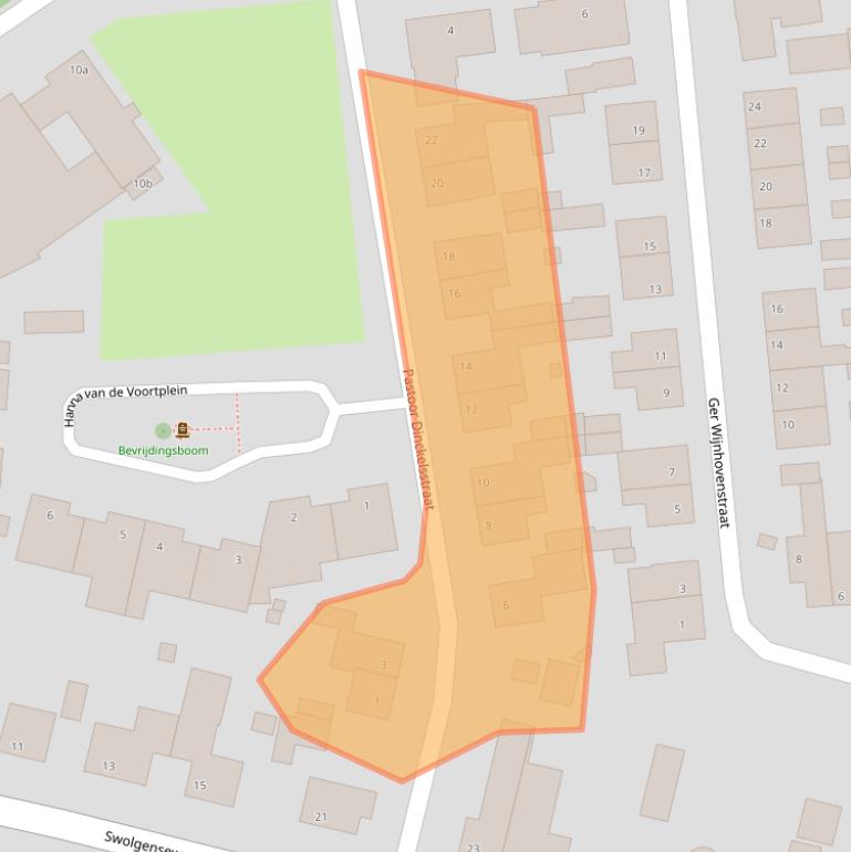 Kaart van postcodegebied 5865BG.