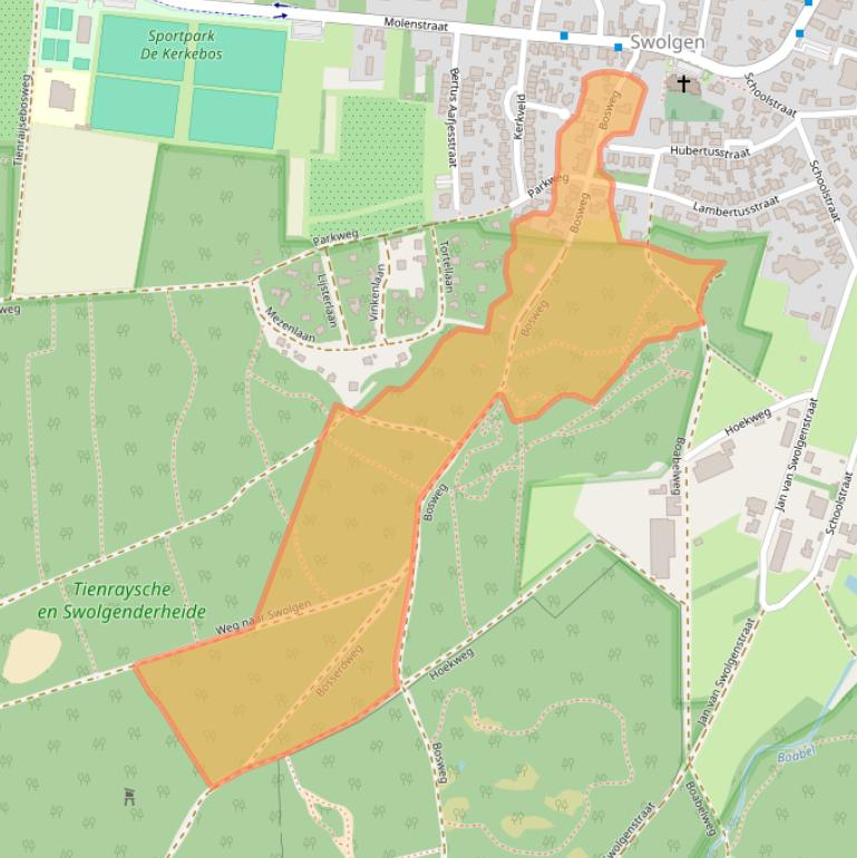 Kaart van postcodegebied 5866AC.