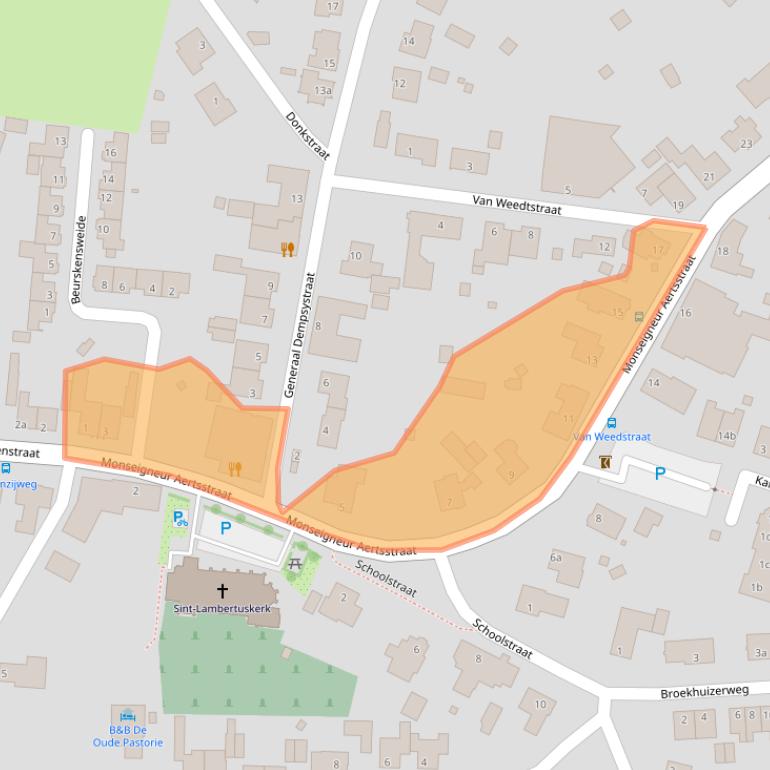 Kaart van postcodegebied 5866BE.