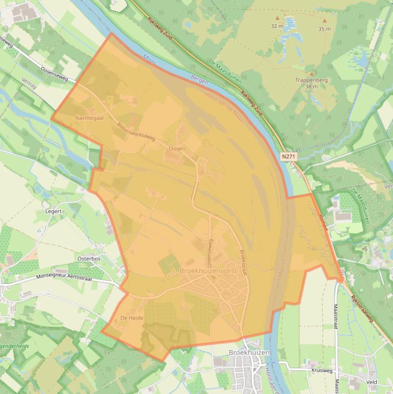 Kaart van postcodegebied 5871.