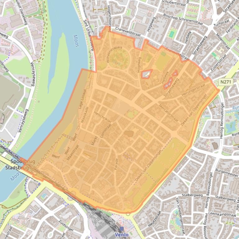 Kaart van postcodegebied 5911.