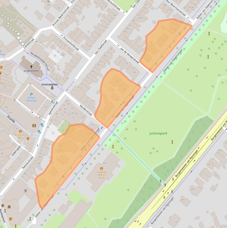 Kaart van postcodegebied 5911AA.