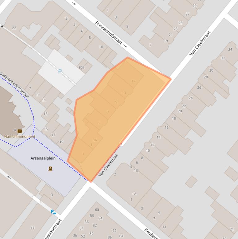 Kaart van postcodegebied 5911BD.