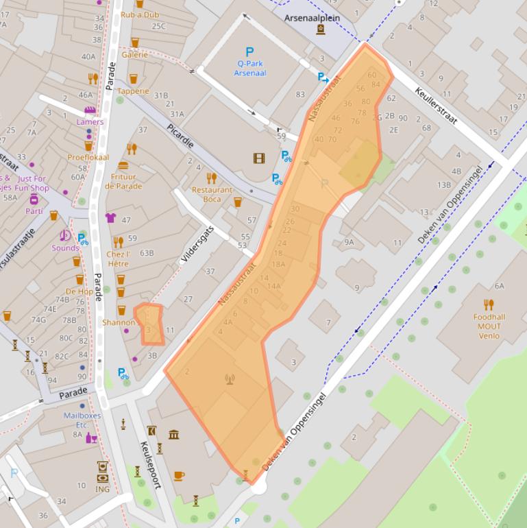 Kaart van postcodegebied 5911BV.