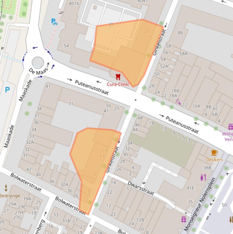 Kaart van postcodegebied 5911EP.