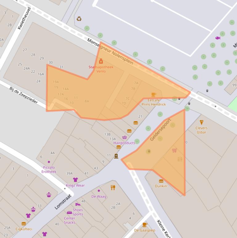 Kaart van postcodegebied 5911GD.