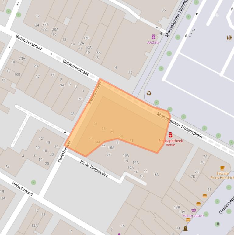 Kaart van postcodegebied 5911GE.