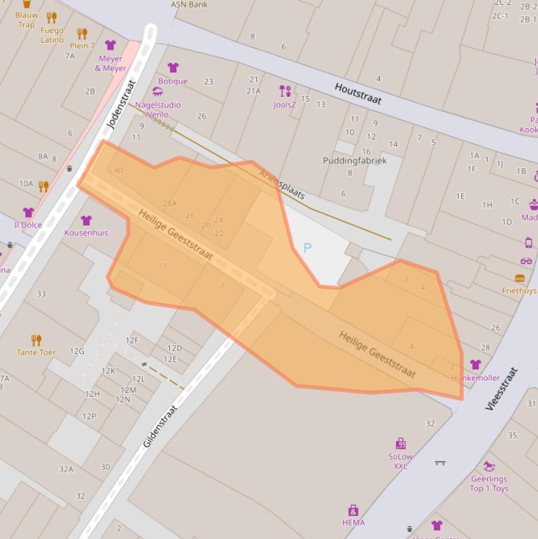 Kaart van postcodegebied 5911JA.