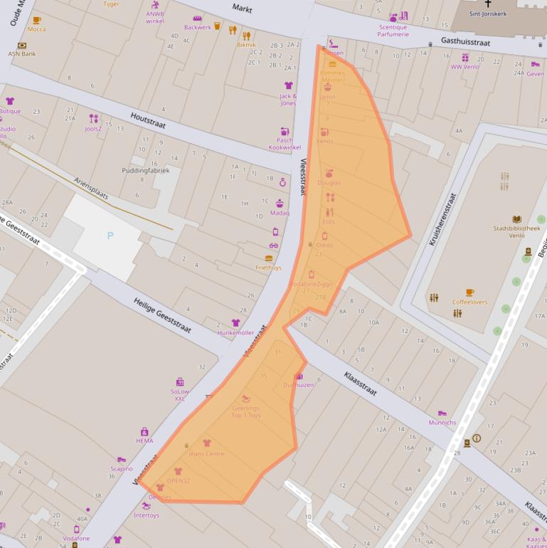 Kaart van postcodegebied 5911JC.