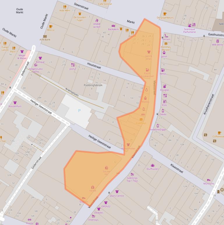 Kaart van postcodegebied 5911JE.