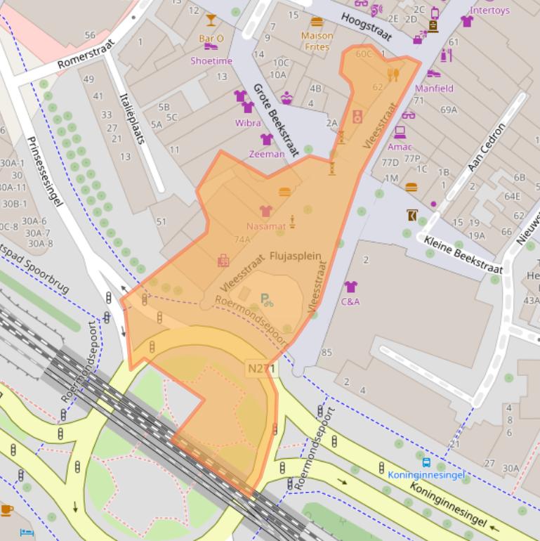 Kaart van postcodegebied 5911JH.