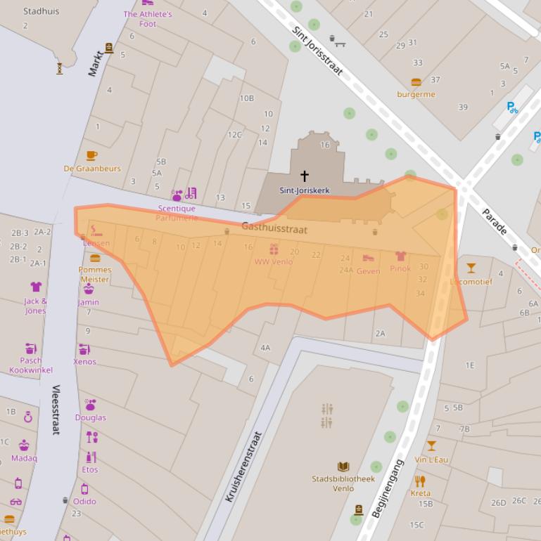 Kaart van postcodegebied 5911JK.