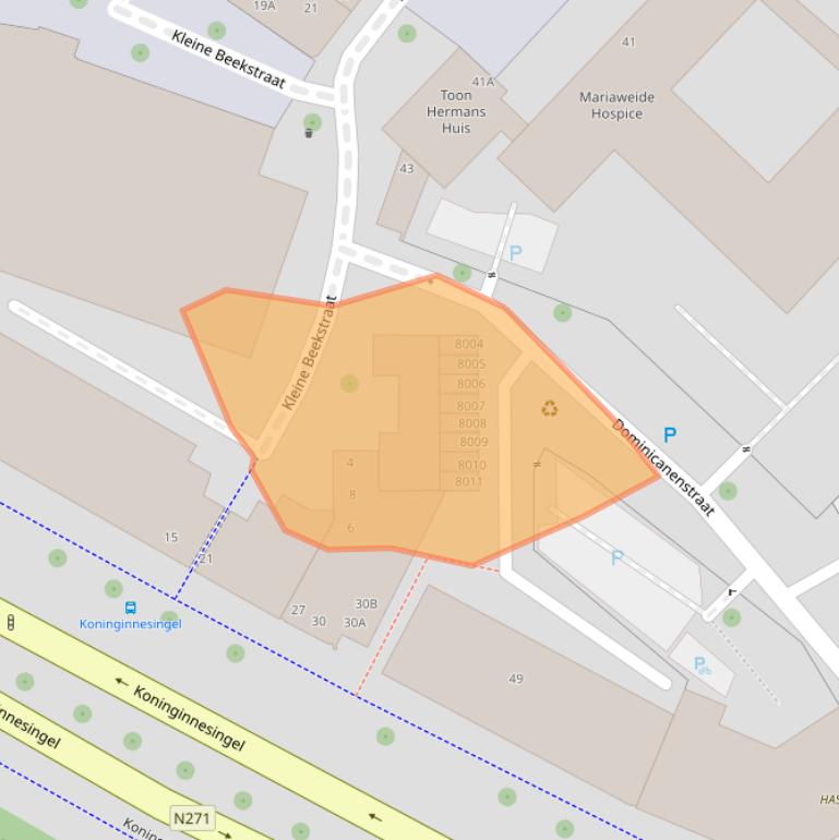 Kaart van postcodegebied 5911KA.