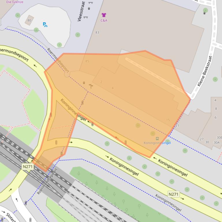 Kaart van postcodegebied 5911KB.