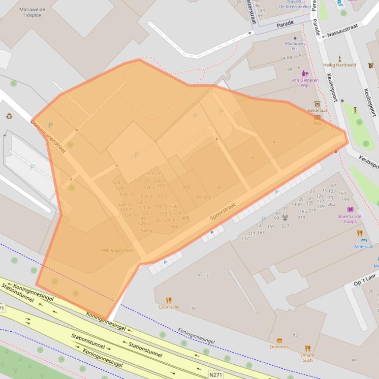 Kaart van postcodegebied 5911KJ.