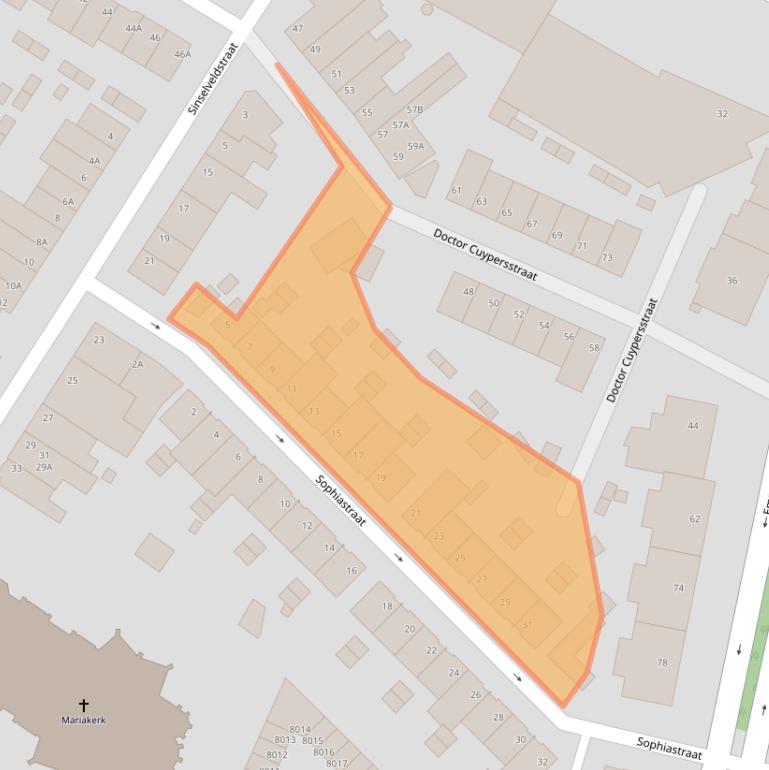 Kaart van postcodegebied 5912CE.