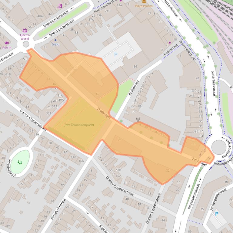 Kaart van postcodegebied 5912CM.