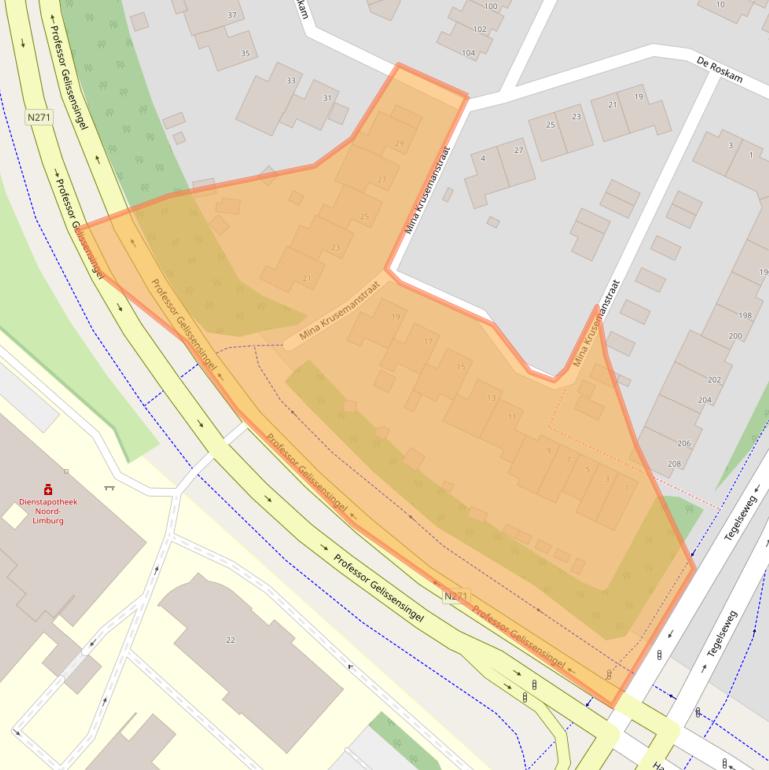 Kaart van postcodegebied 5912JE.