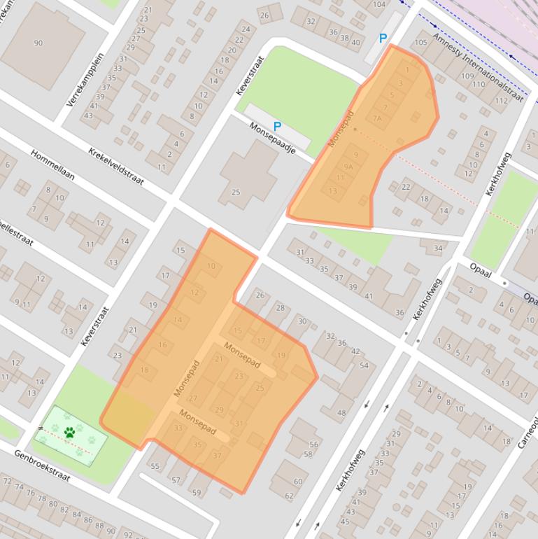 Kaart van postcodegebied 5912KZ.