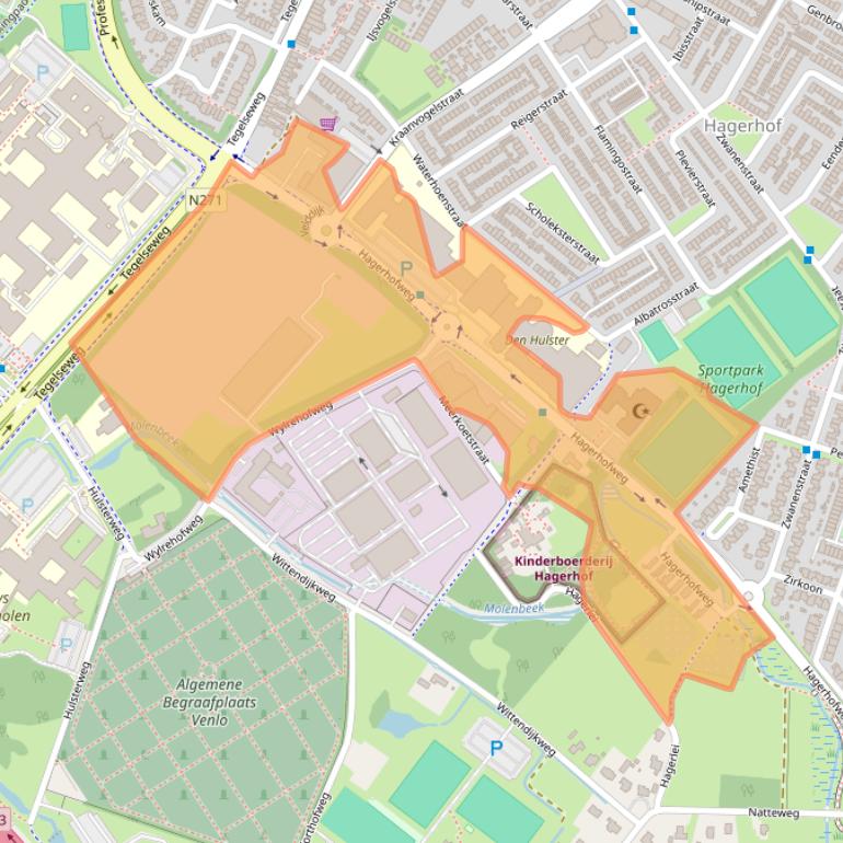 Kaart van postcodegebied 5912PN.