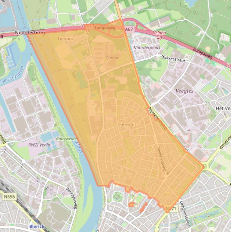 Kaart van postcodegebied 5914.