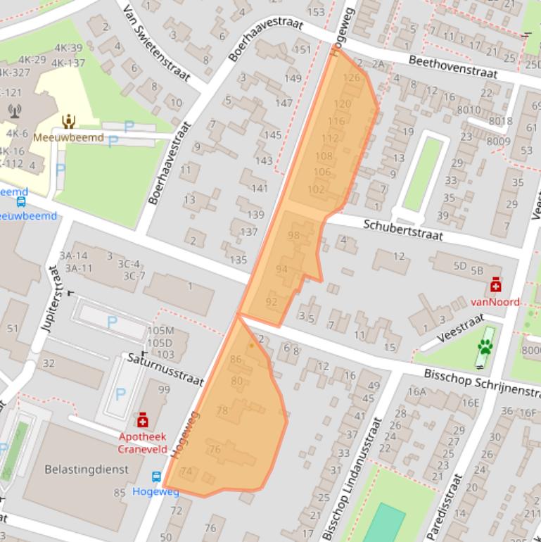 Kaart van postcodegebied 5914BE.