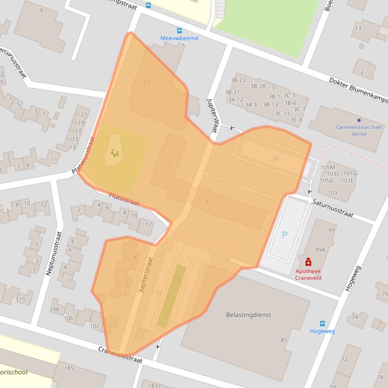 Kaart van postcodegebied 5914CW.