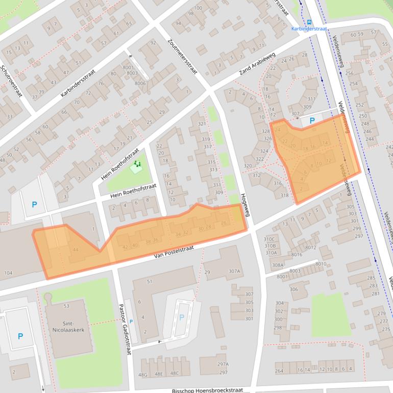 Kaart van postcodegebied 5914PP.