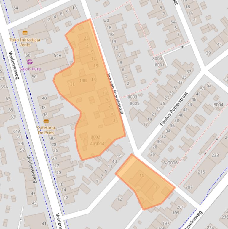Kaart van postcodegebied 5914TS.