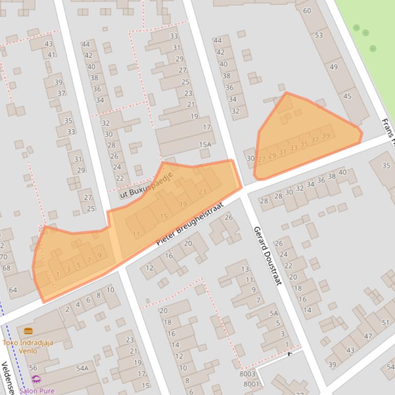 Kaart van postcodegebied 5914TX.