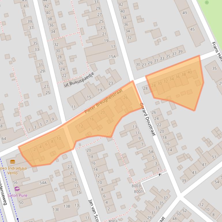 Kaart van postcodegebied 5914TZ.