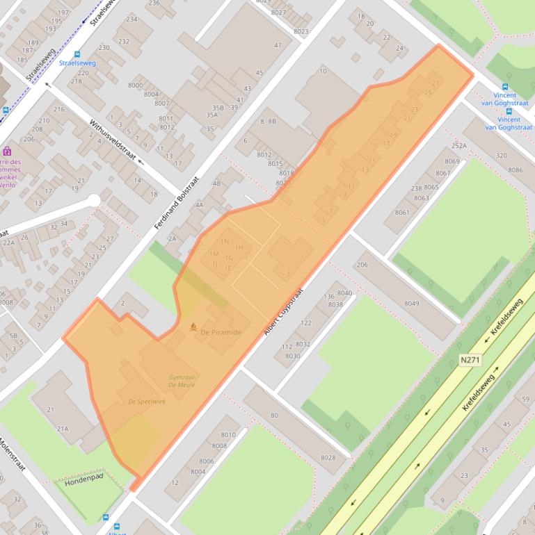 Kaart van postcodegebied 5914XE.