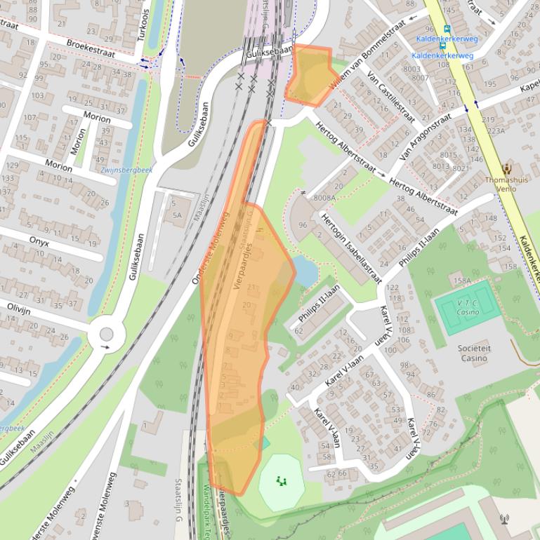 Kaart van postcodegebied 5915XX.
