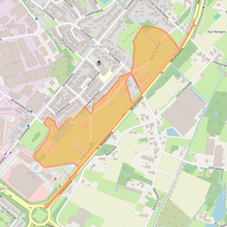 Kaart van postcodegebied 5916NW.