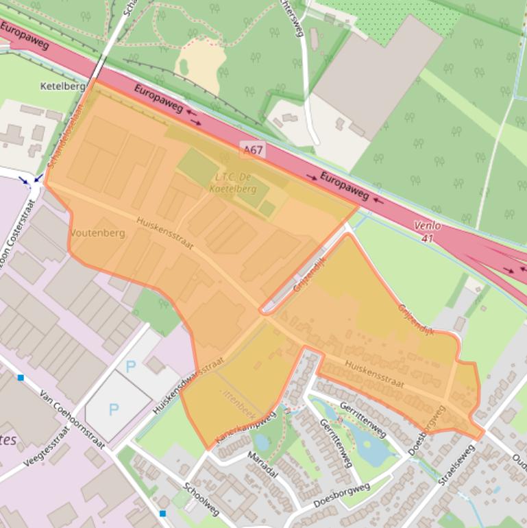 Kaart van postcodegebied 5916PN.