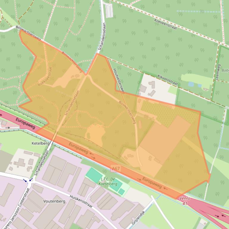 Kaart van postcodegebied 5916RA.